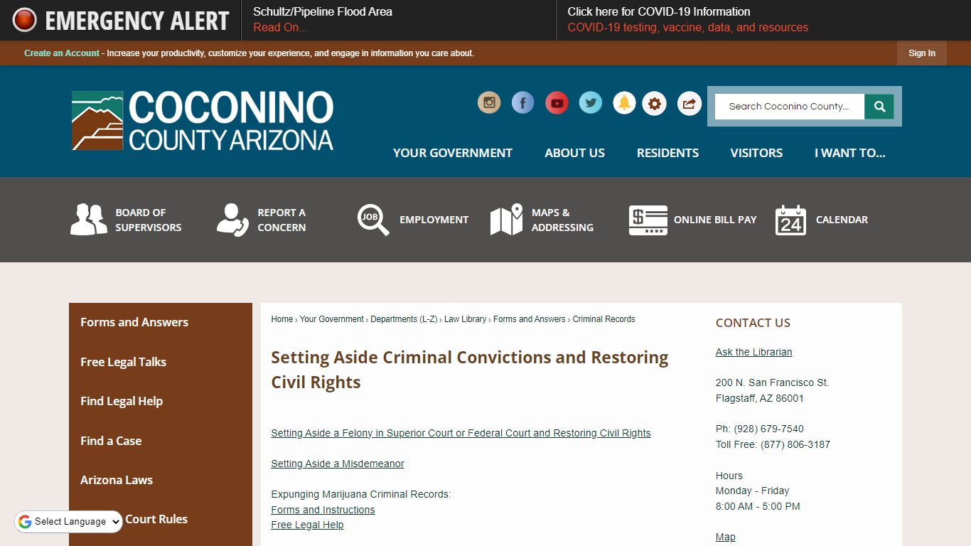 Setting Aside Criminal Convictions and Restoring Civil Rights | Coconino