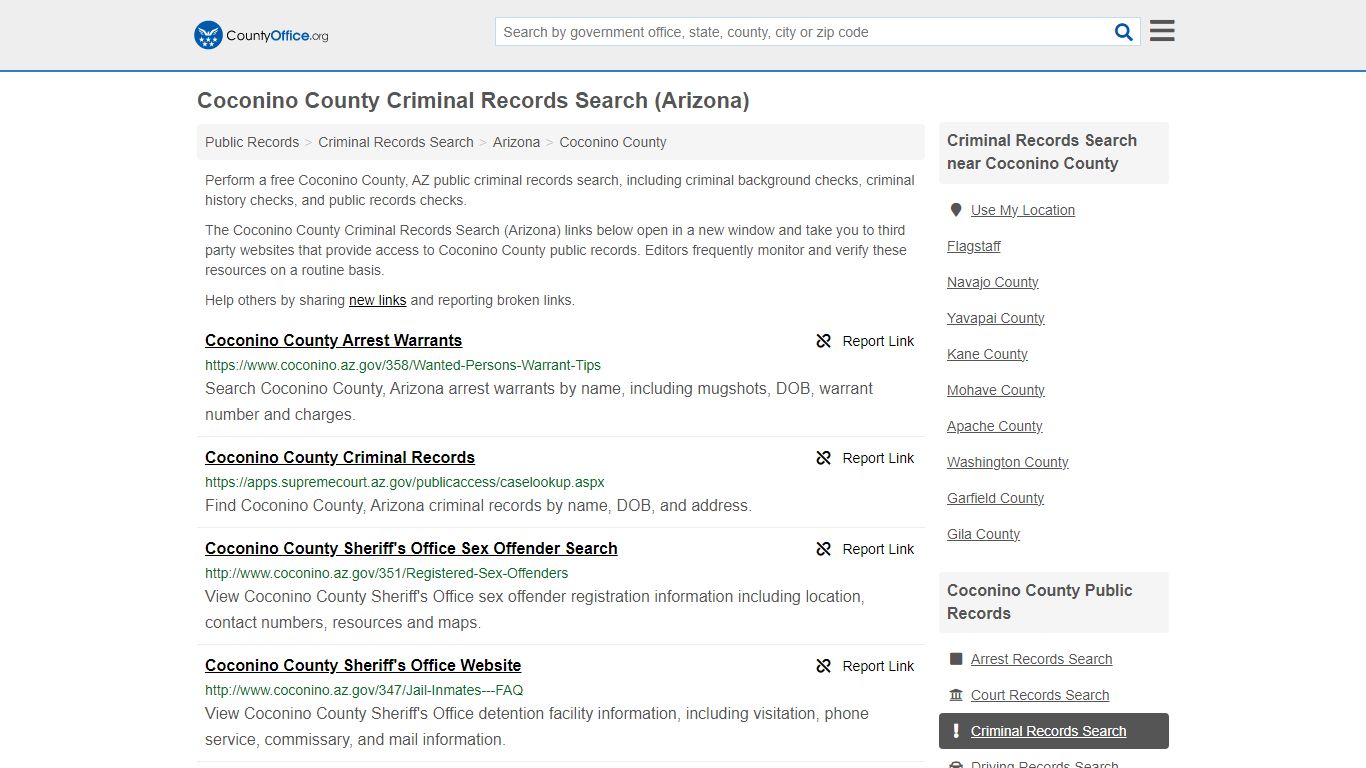 Criminal Records Search - Coconino County, AZ (Arrests, Jails & Most ...